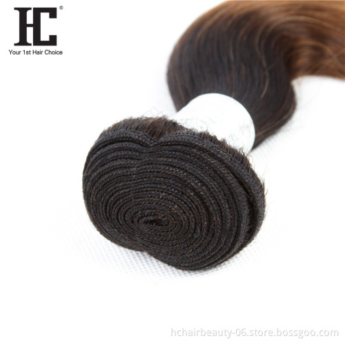 Peruvian Hair Weave 3 Bundles With Lace Closure 1B/30 Ombre Dark Blonde Non Remy Body Wave Human Hair Bundles With Closure